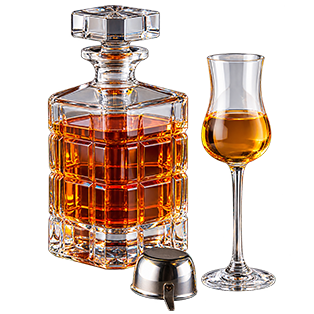 Crystal Decanter and Amber Tasting Glass